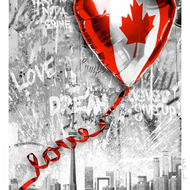 Art for Relief | Taglialatella Galleries Toronto X Mr. Brainwash, " We Love Canada". Benefitting Street Haven Toronto